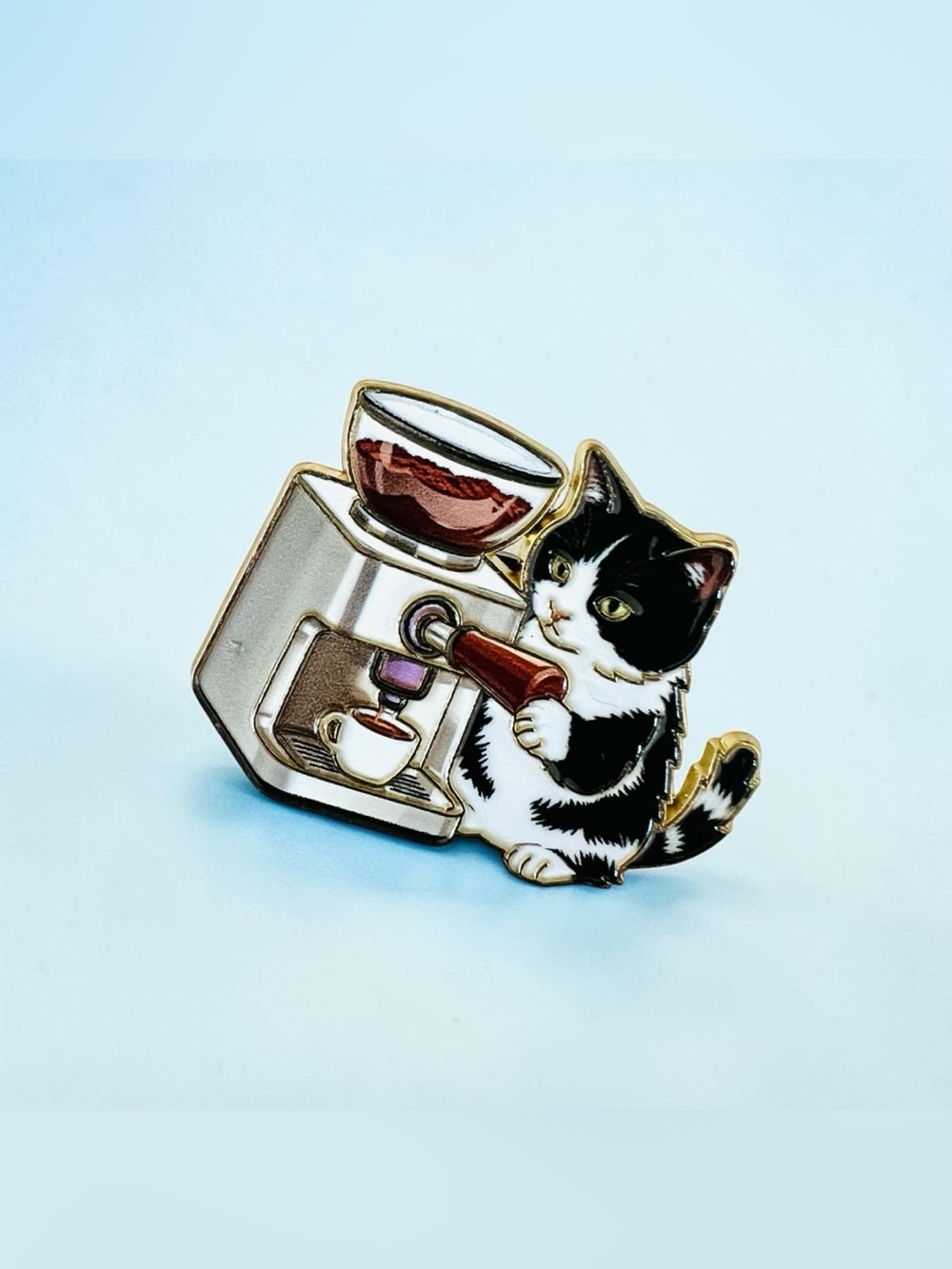 Tuxedo Cat Barista Enamel Pin